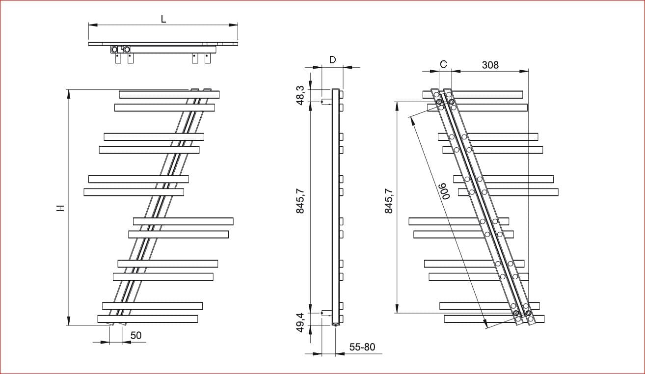Insignia handdoekradiator technische gegevens